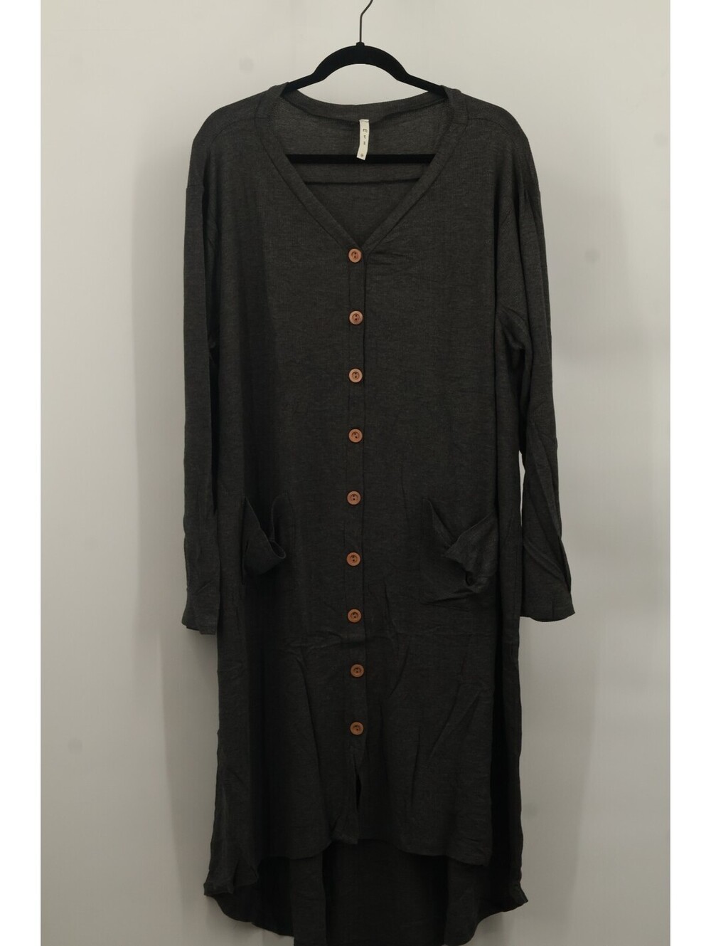 NWT MTS Womens Gray Duster Cardigan Sweater Button Front Pockets Rayon 2X Plus